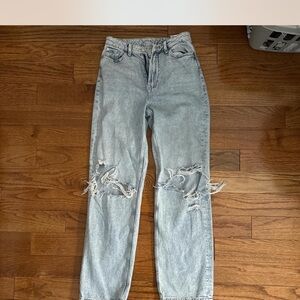 H&M Light Blue Distressed Boyfriend Jeans